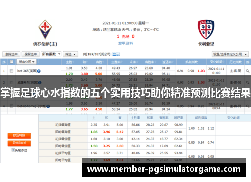 掌握足球心水指数的五个实用技巧助你精准预测比赛结果