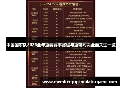 中国国家队2026全年重要赛事赛程与重磅对决全面关注一览